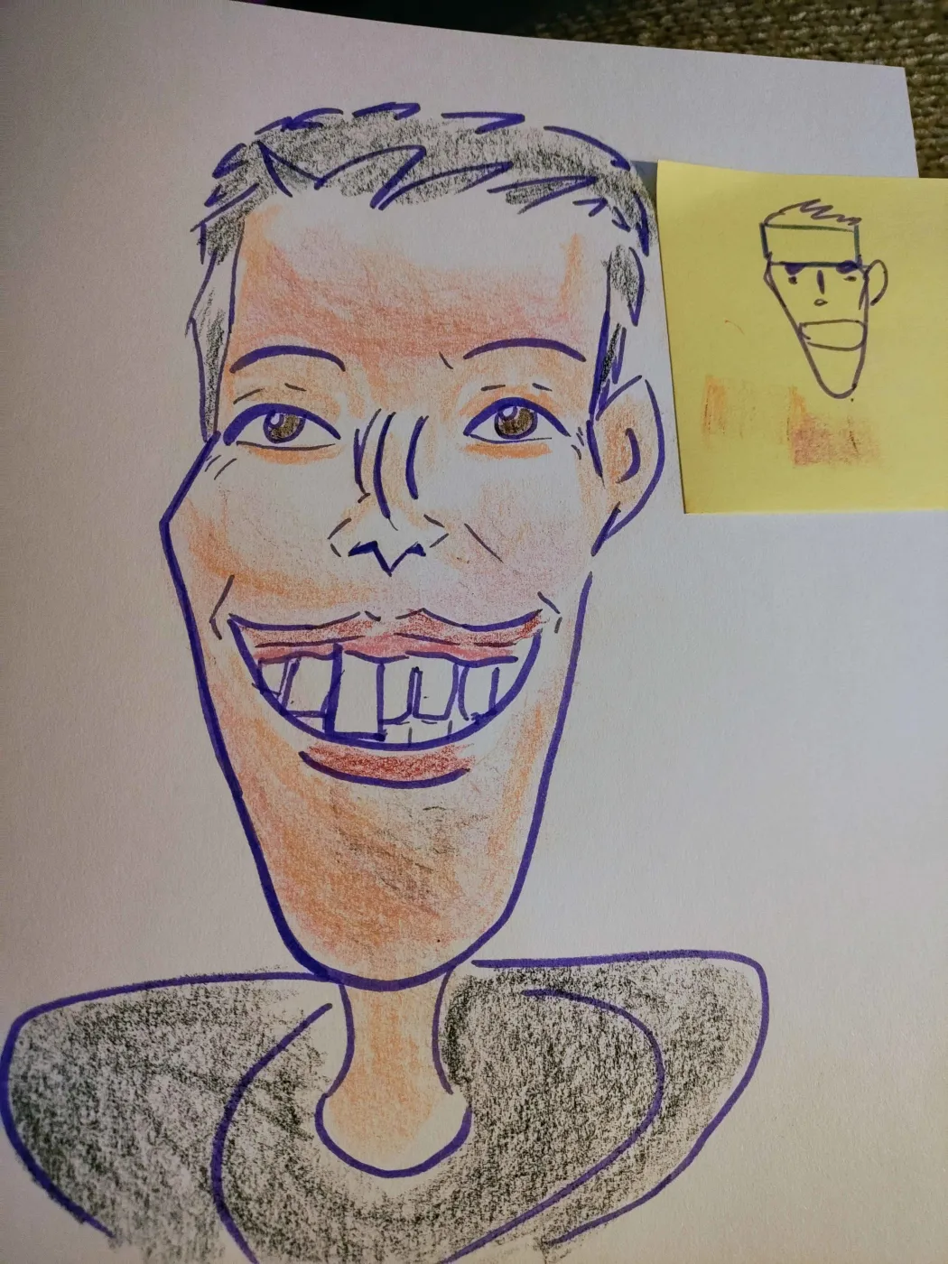 Nico caricature in marker and pencil by Cassie Strickland
